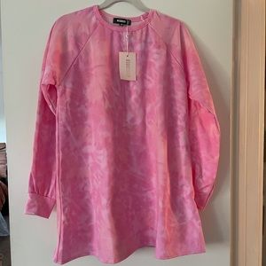 Misguided Pink Tie Dye Sweatshirt Dress
